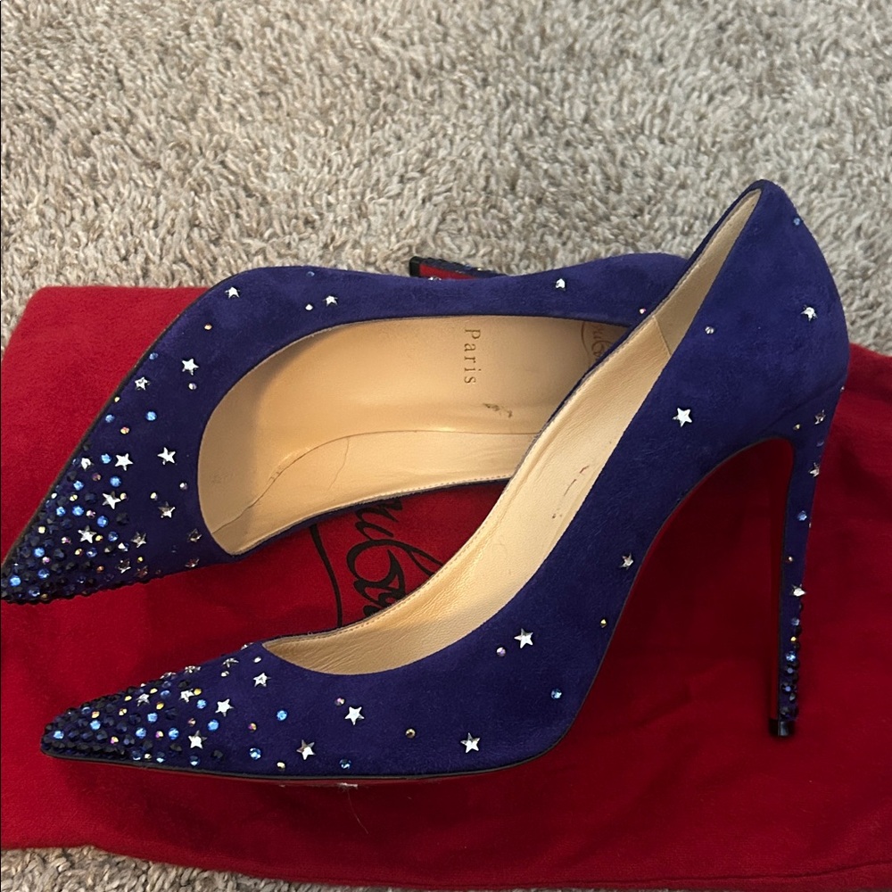 Christian Louboutin Blue Heels with Star Details - Picture 1 of 6